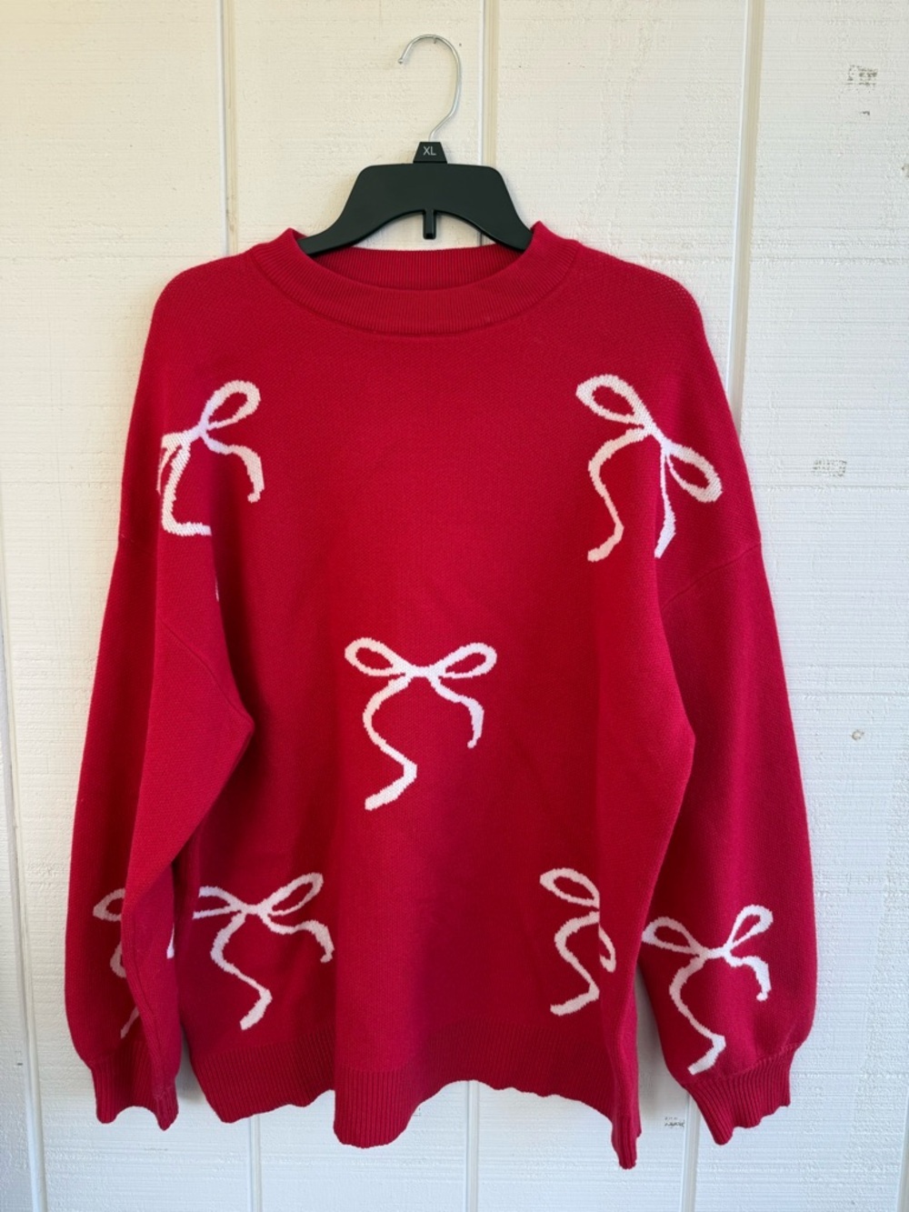 PrettyGarden Women’s Red Bow Knit Pull Over Sweater NWT Size Large - Picture 2 of 6